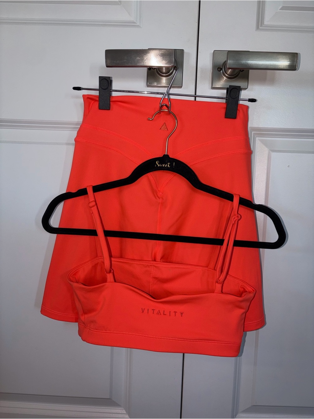 Vitality Pulse Neon Coral Bra & High-Waist Volley Short Set - Picture 2 of 4